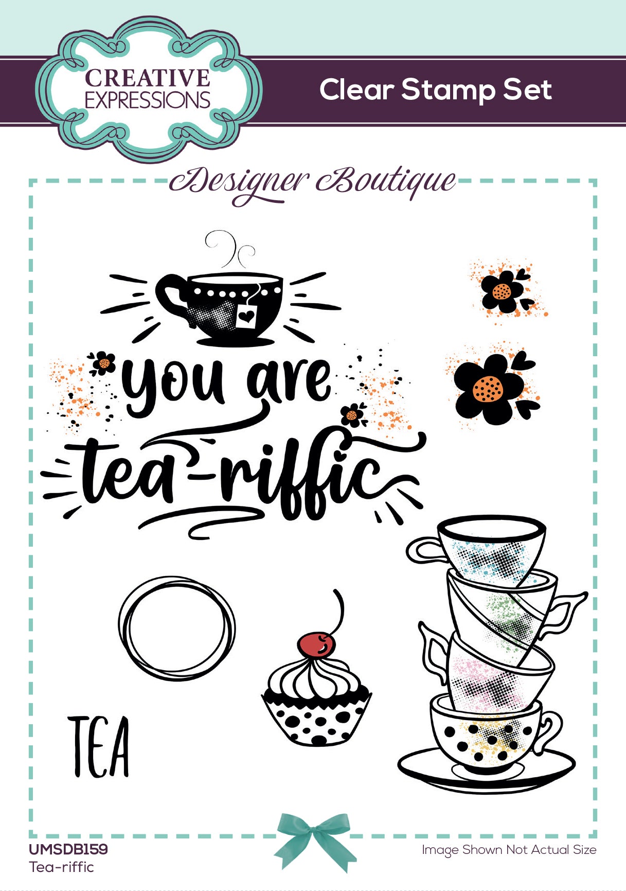 Creative Expressions Designer Boutique Tea-riffic 6 in x 4 in Stamp Set