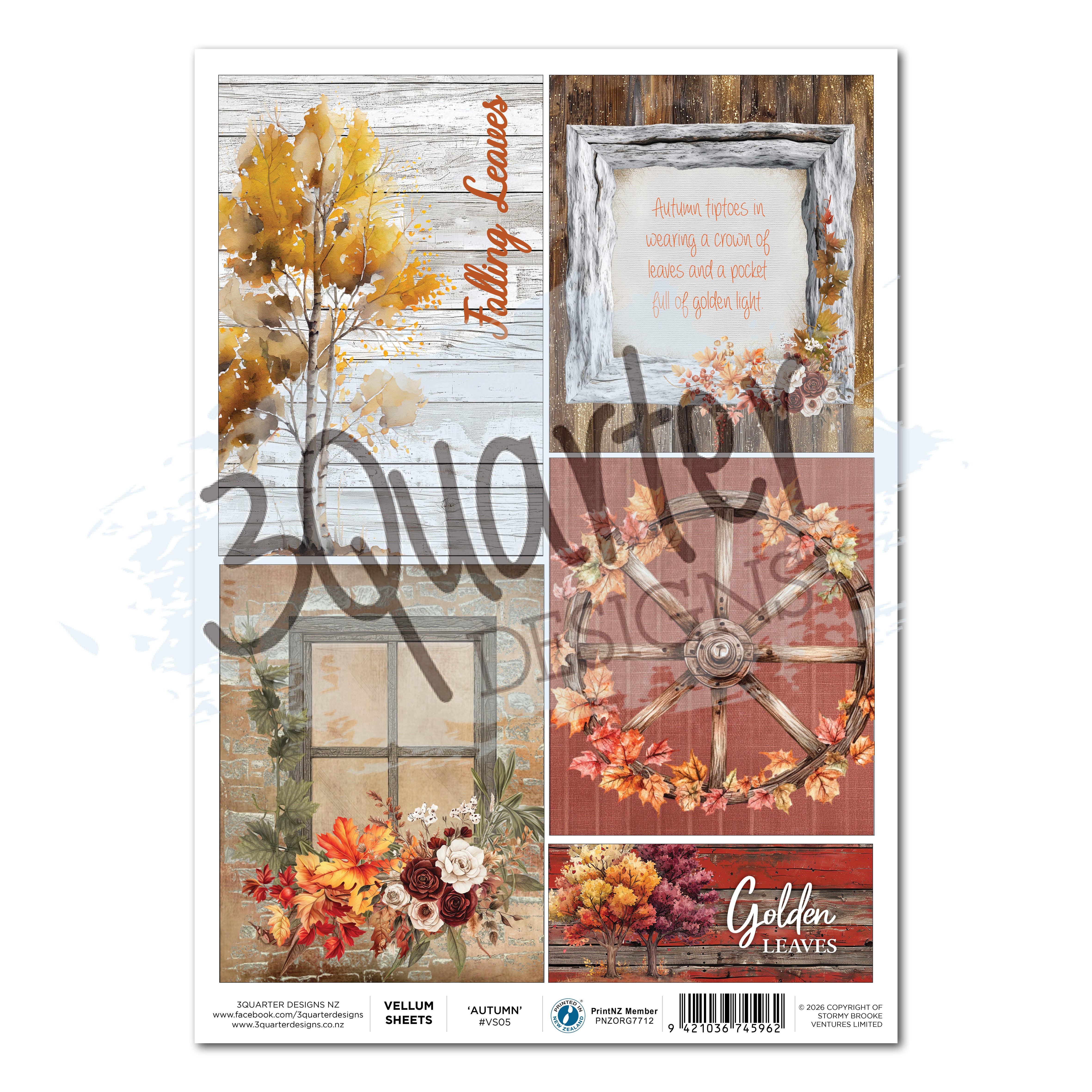 3Quarter Designs Autumn Whispers - A4 Vellum - 3 Sheets