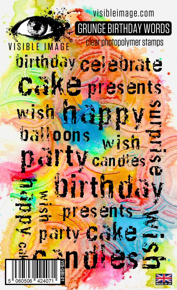 Visible Image Grunge Birthday Words - A6 Stamp Set