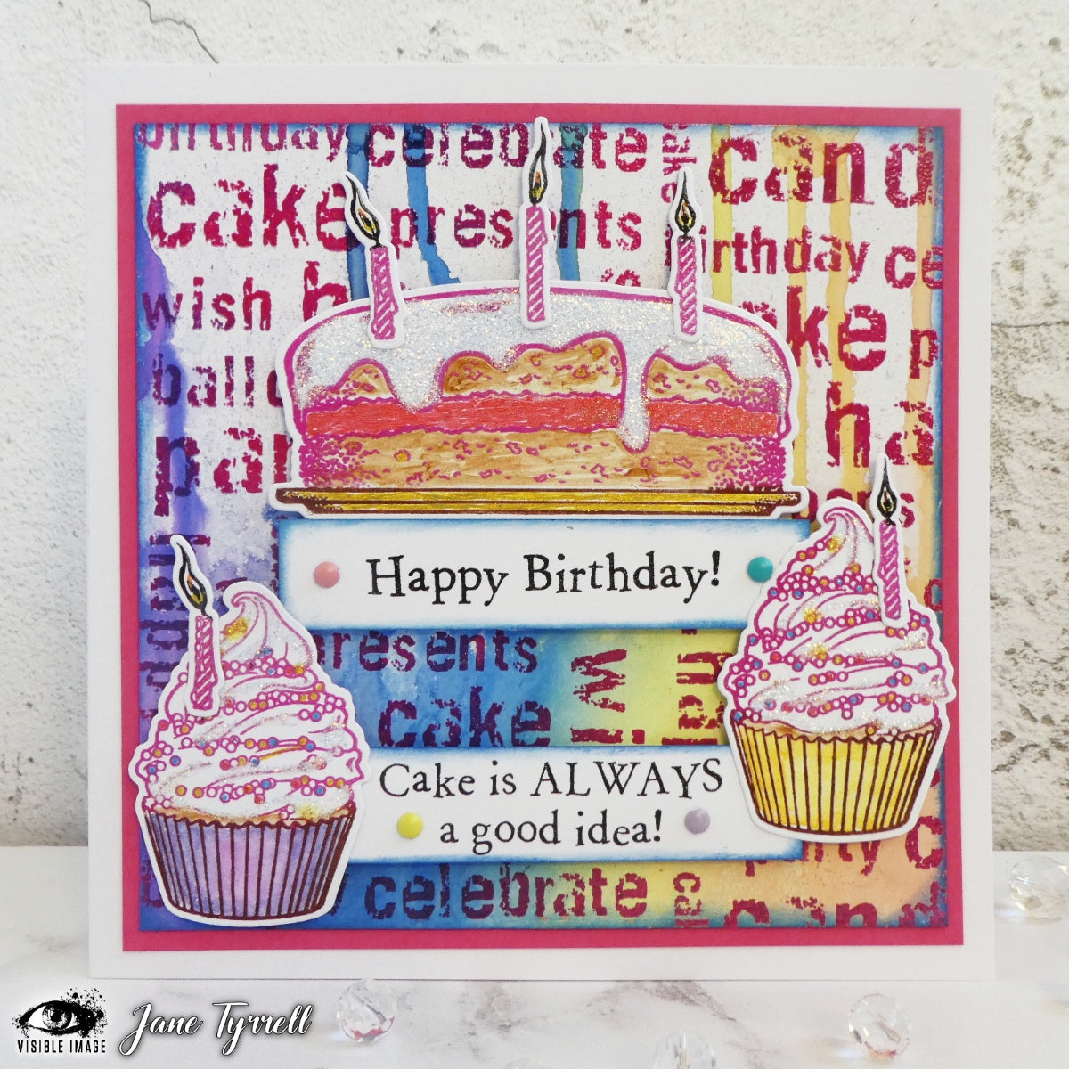 Visible Image Grunge Birthday Words - A6 Stamp Set