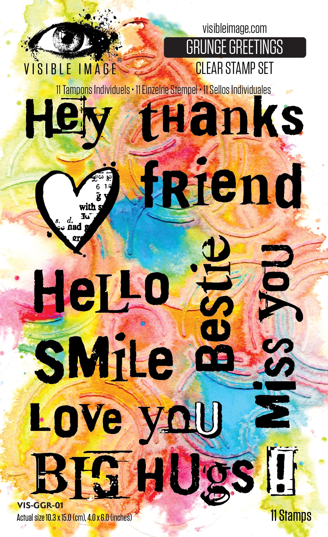 Visible Image Grunge Greetings 4in x 6in Stamp Set