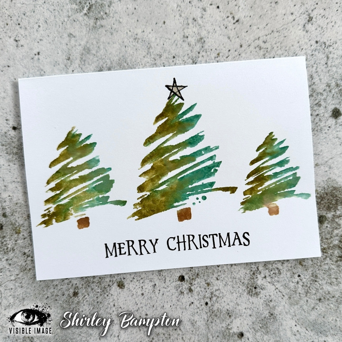 Visible Image Sketched Christmas Trees - A6 Stamp Set