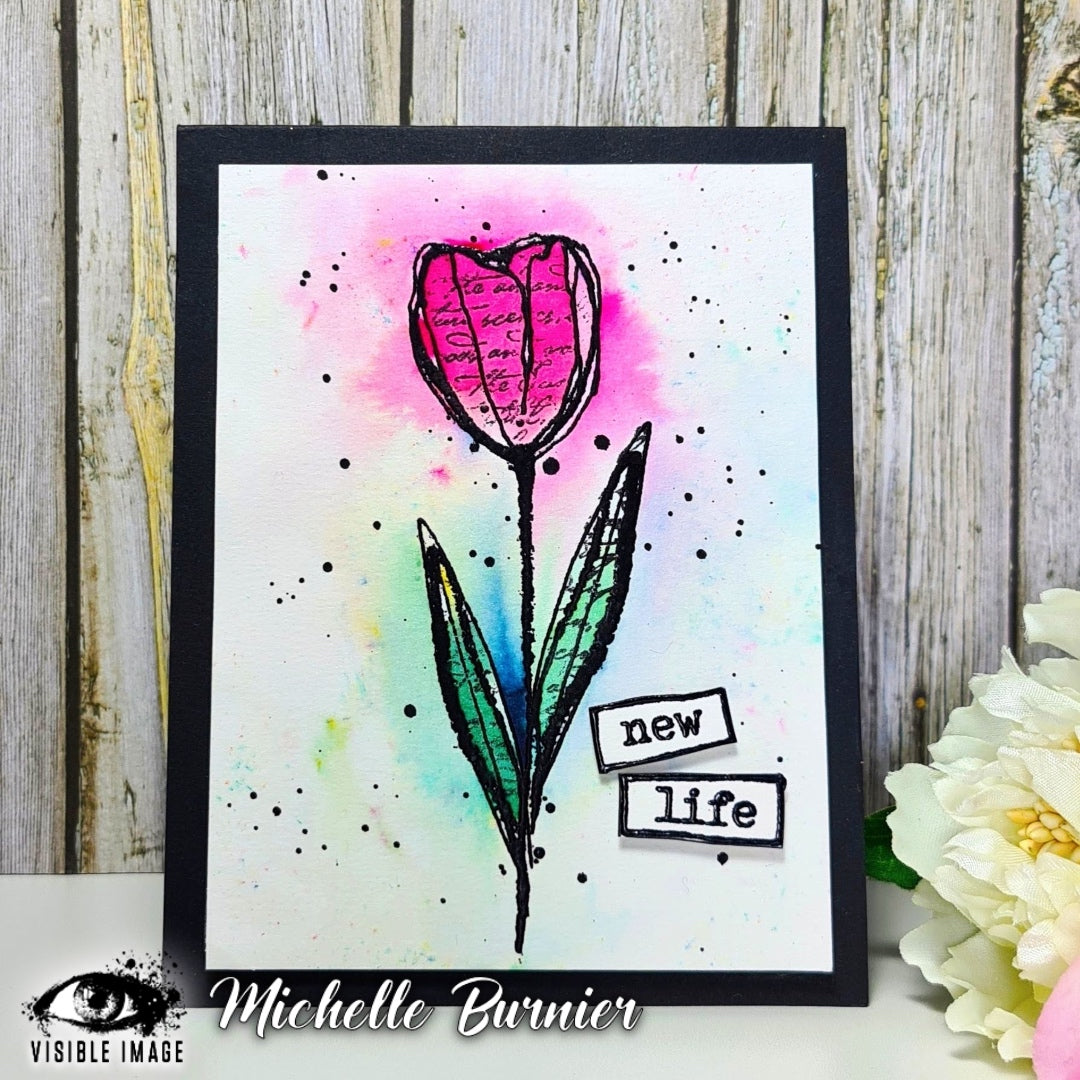 Visible Image Sketched Tulips - A6 Stamp Set