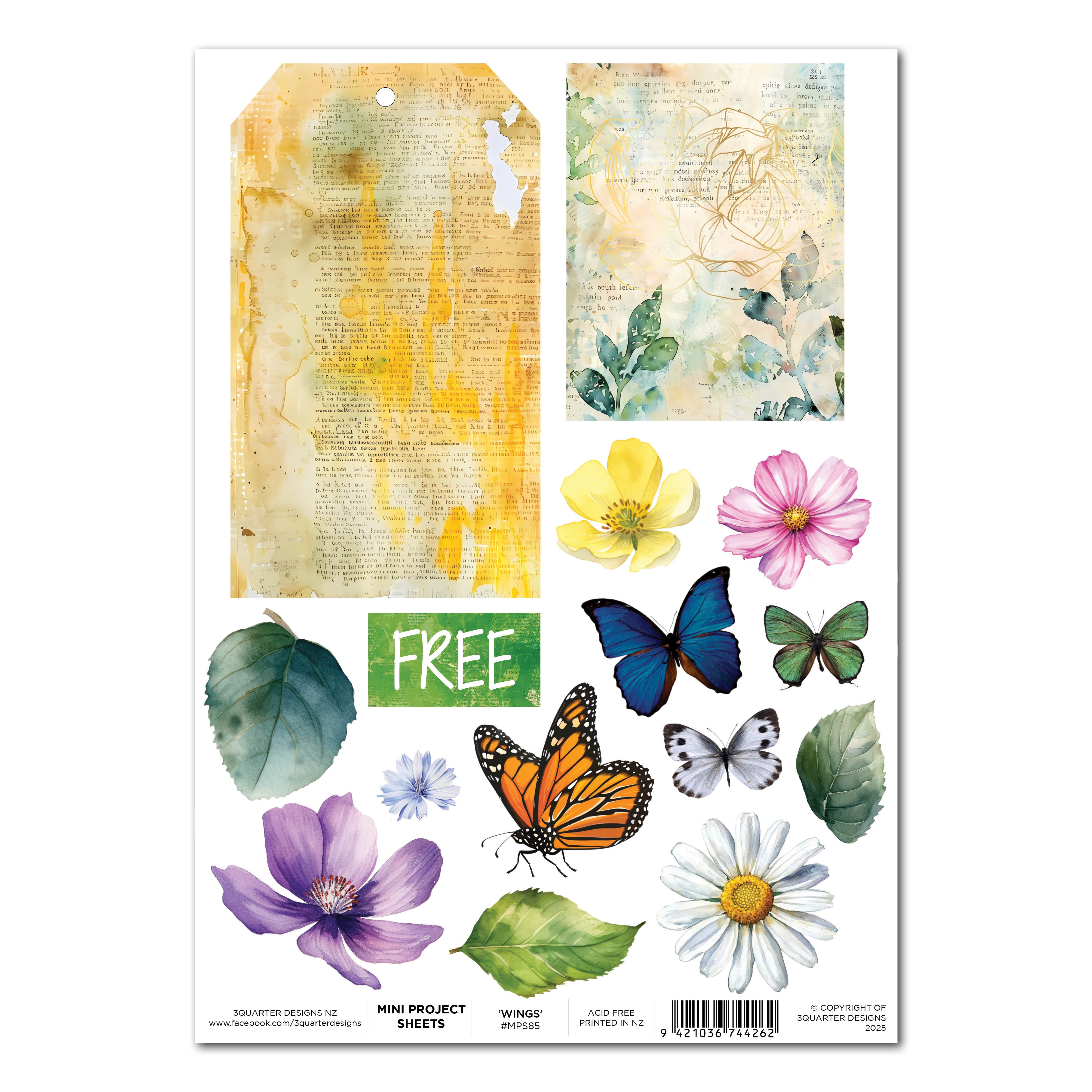 3Quarter Designs Fluttering Wings - Mini Project Sheet