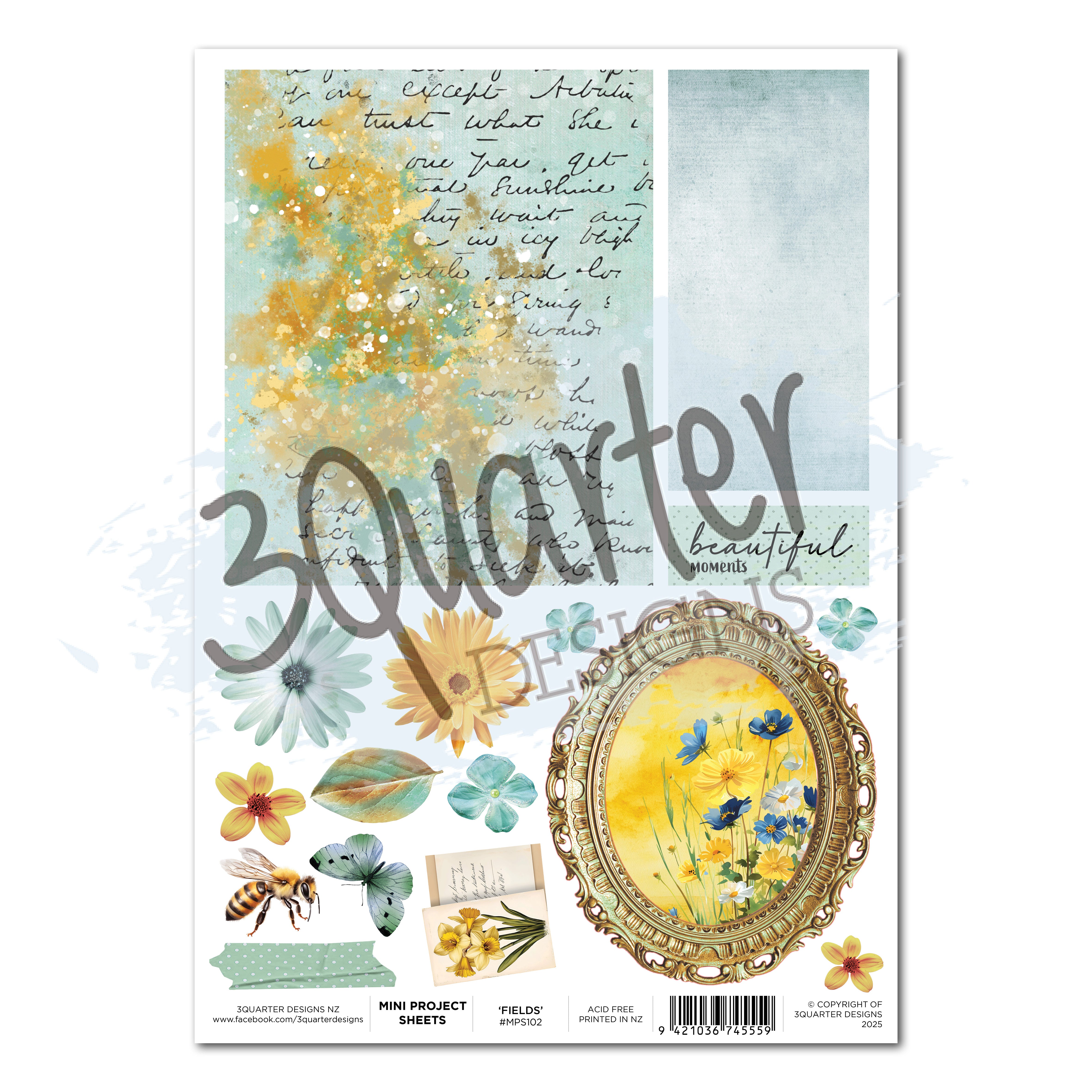3Quarter Designs Honey Fields - Mini Project Sheet