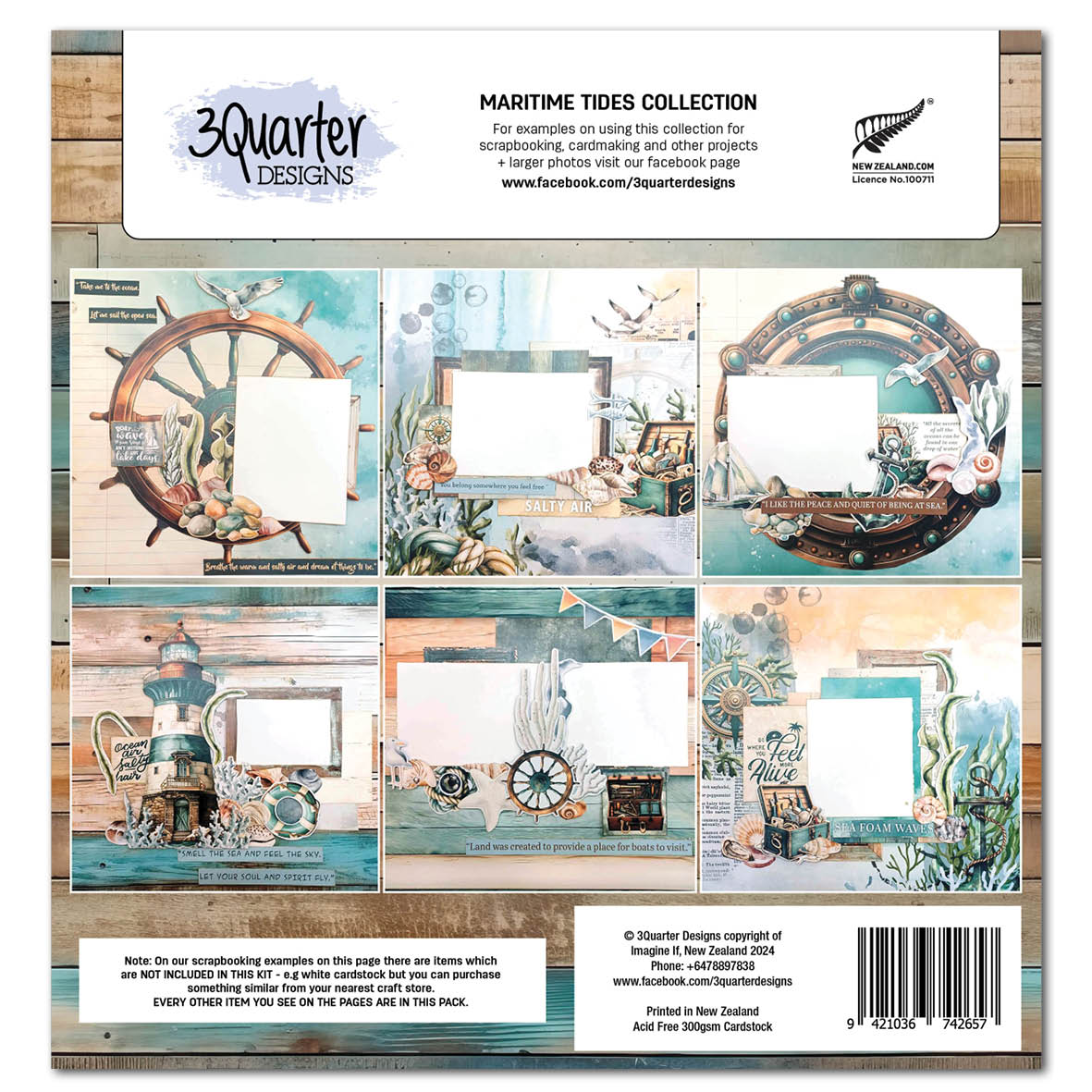 3Quarter Designs Maritime Tides 12x12 Scrapbook Collection
