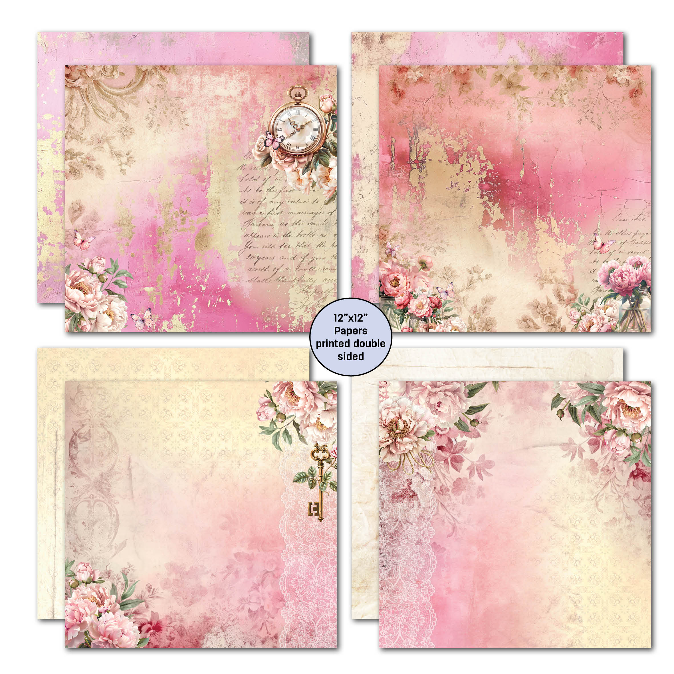 3Quarter Designs Blossoming Peonies 12x12 Design Paper & Diecuts Set