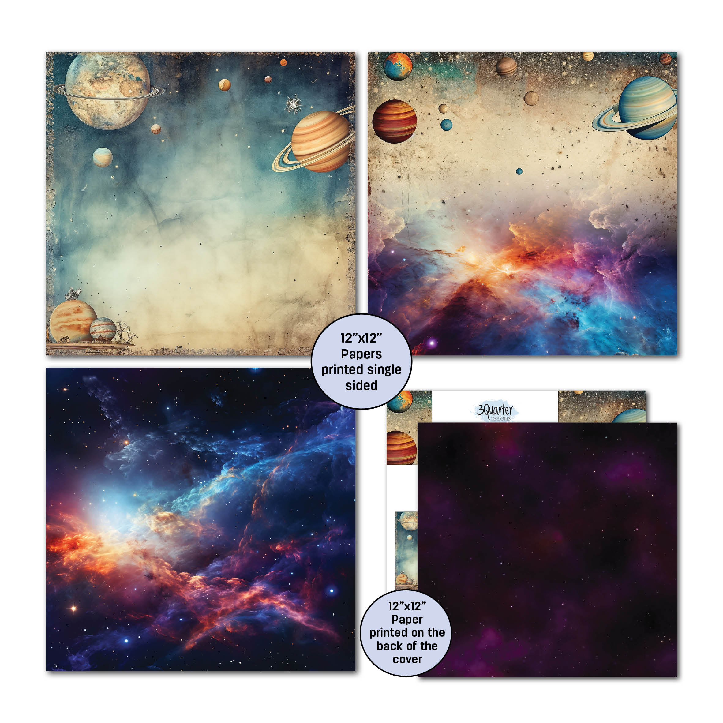 3Quarter Designs Cosmic Explorer - 12x12 Design Paper & Diecuts Set Mini Collection