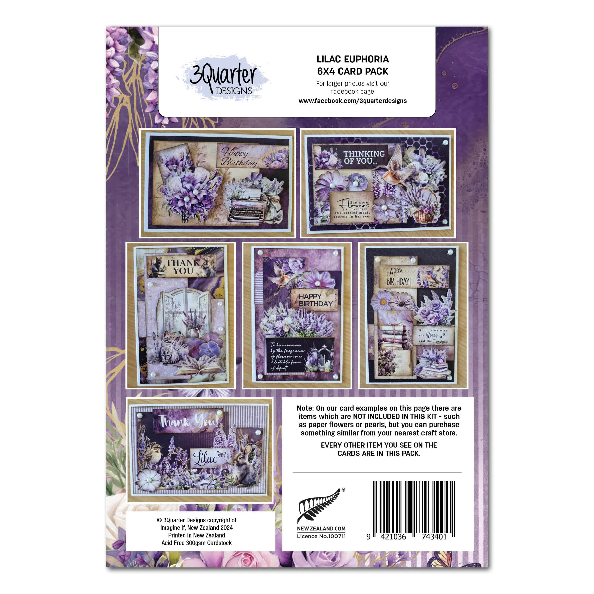 3Quarter Designs Lilac Euphoria 6x4 Card Pack