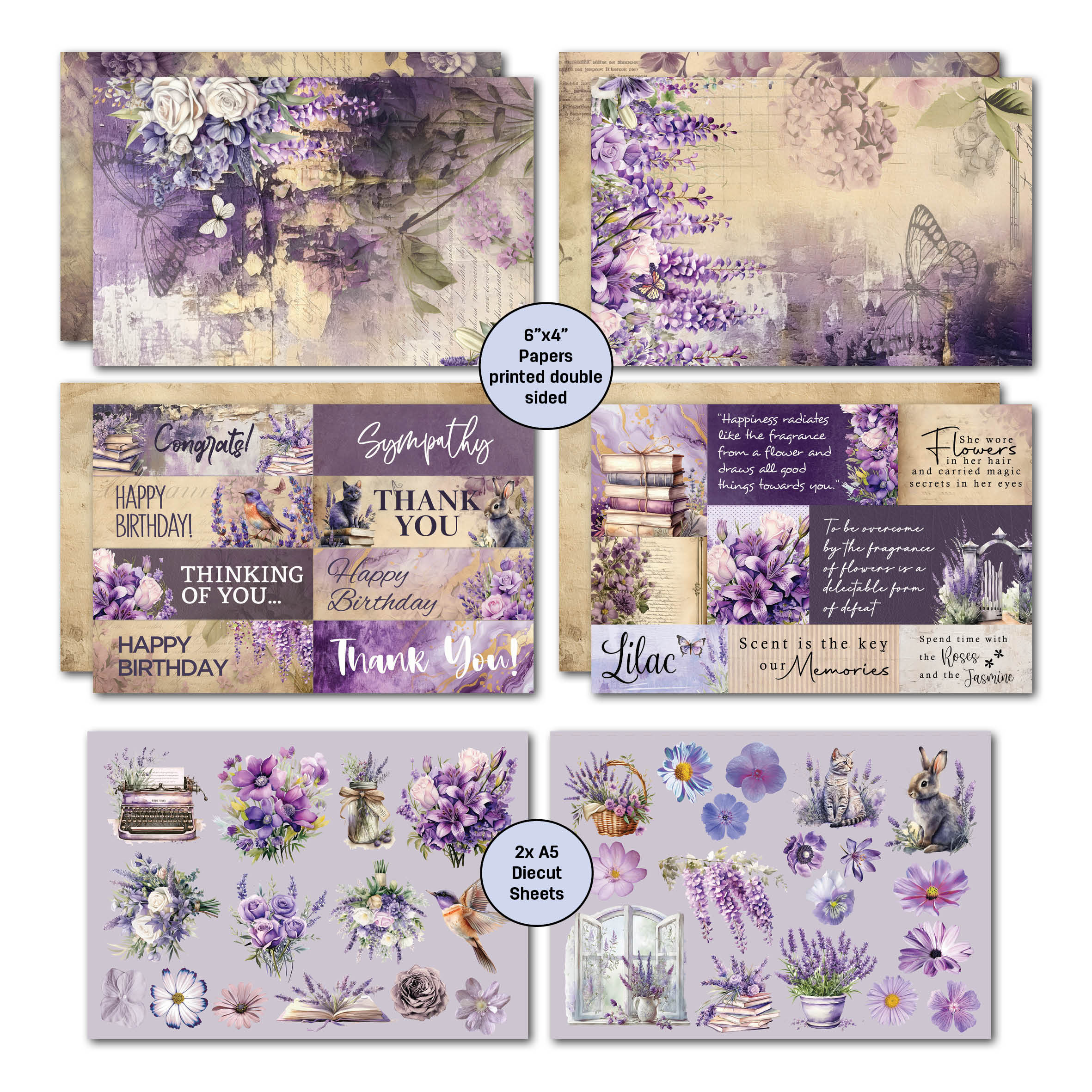 3Quarter Designs Lilac Euphoria 6x4 Card Pack