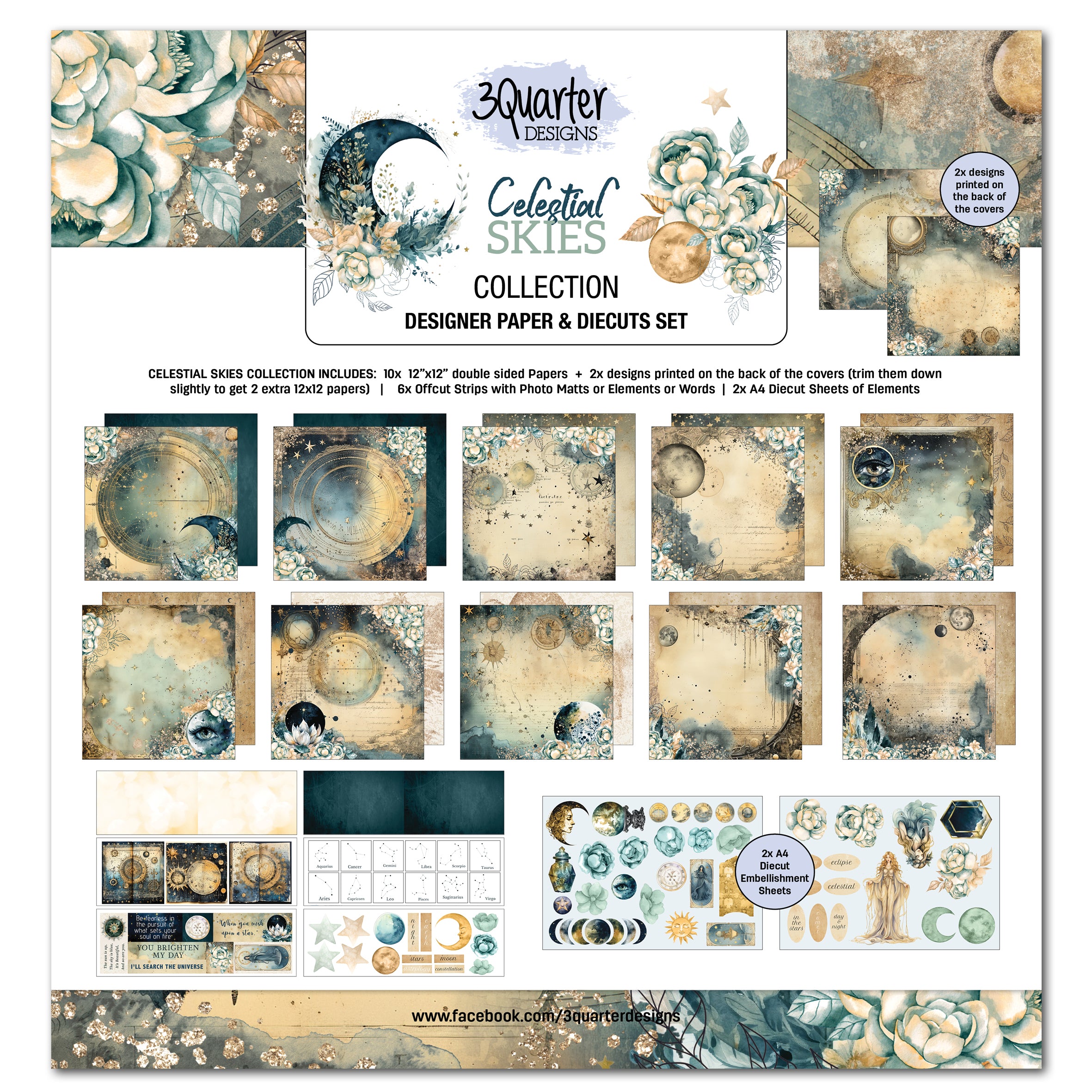 3Quarter Designs Celestial Skies 12x12 Scrapbook Collection