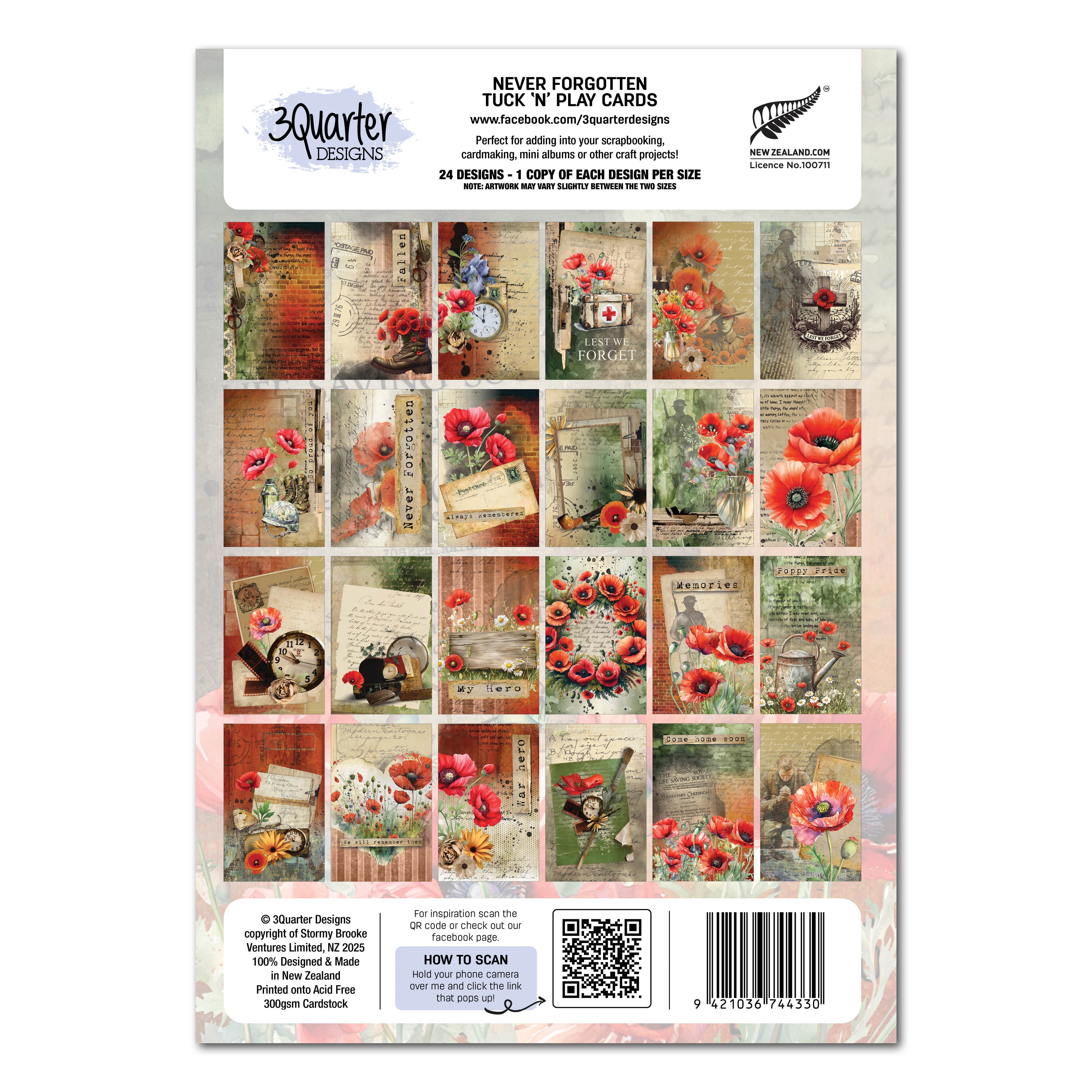 3Quarter Designs Never Forgotten - Tuck N Play Cards