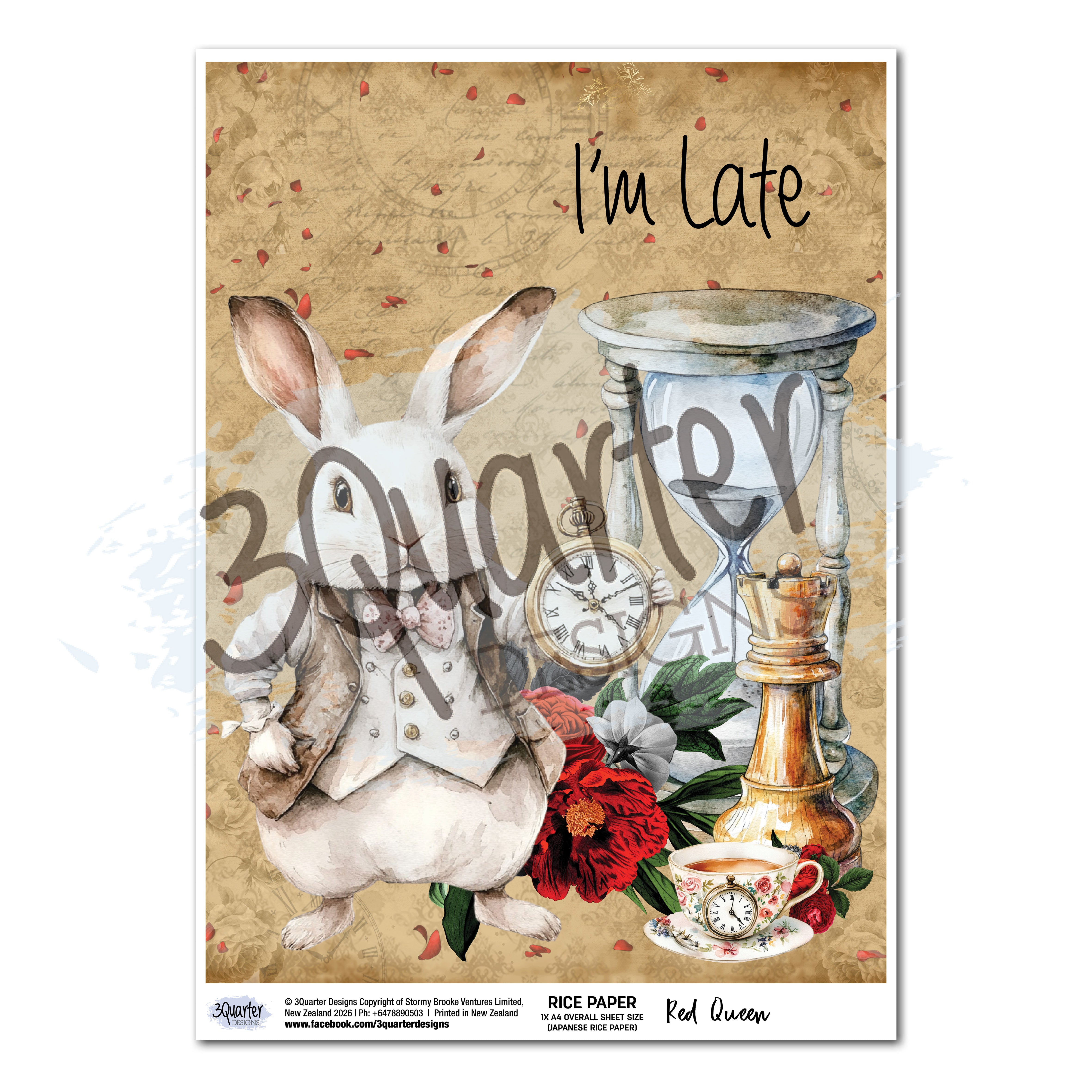 3Quarter Designs Red Queen - A4 Rice Paper