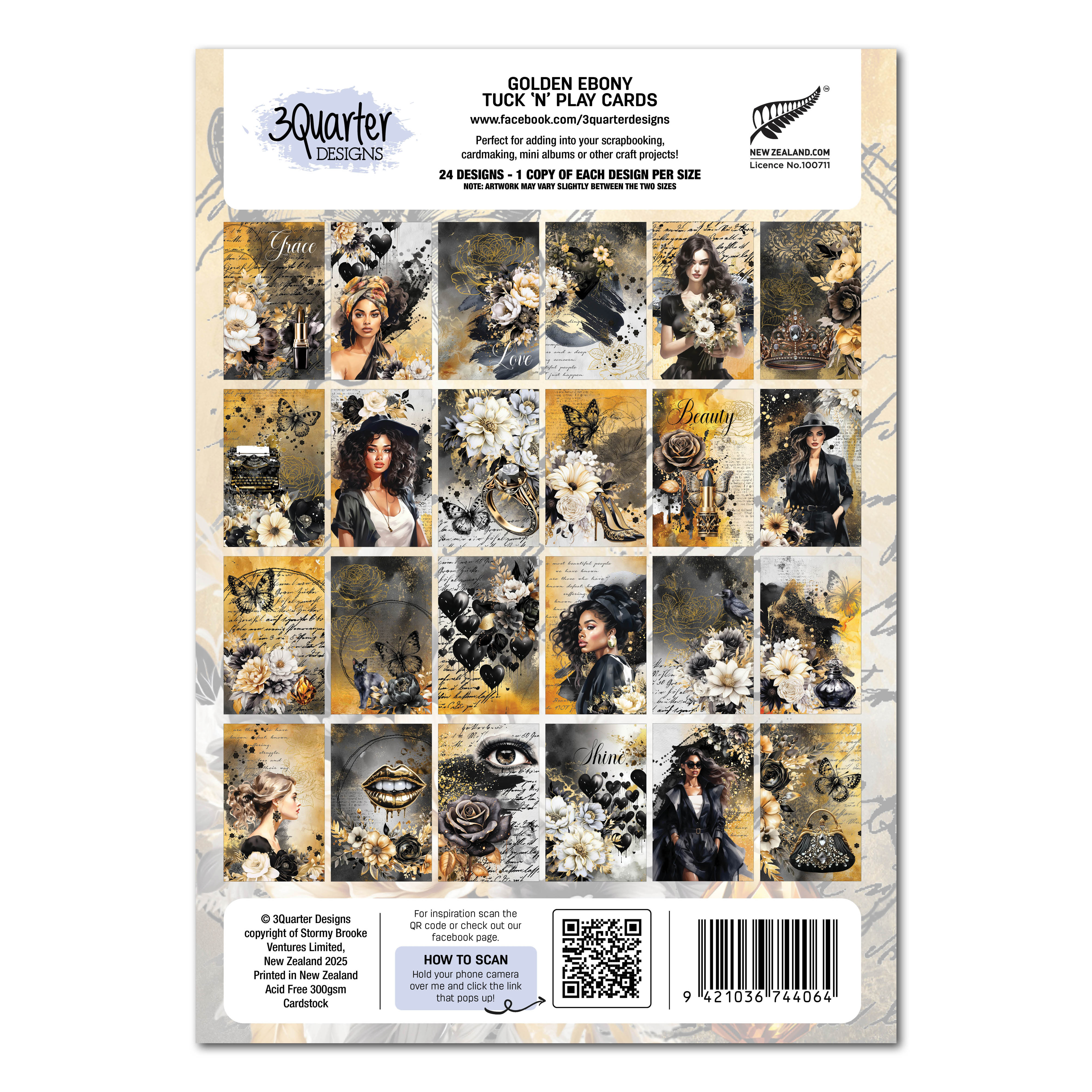 3Quarter Designs Golden Ebony - Tuck N Play Cards