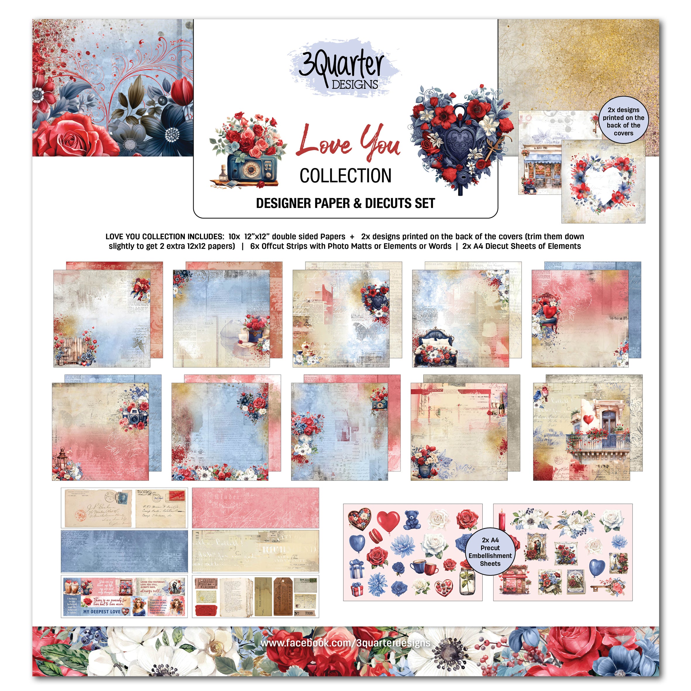 3Quarter Designs Love You 12x12 Scrapbook Collection