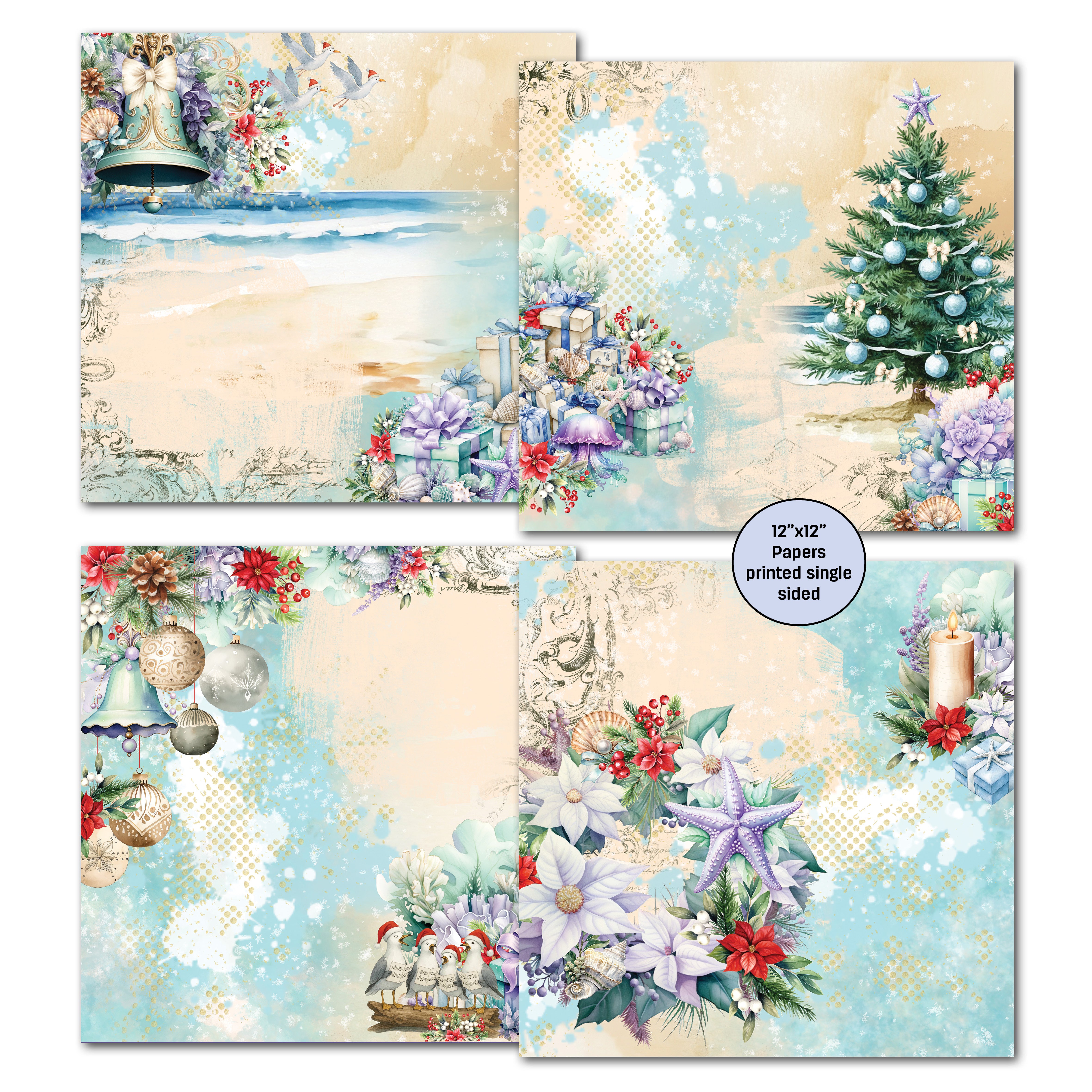 3Quarter Designs Beach Christmas - Mini 12x12 Design Paper & Die Cut Set