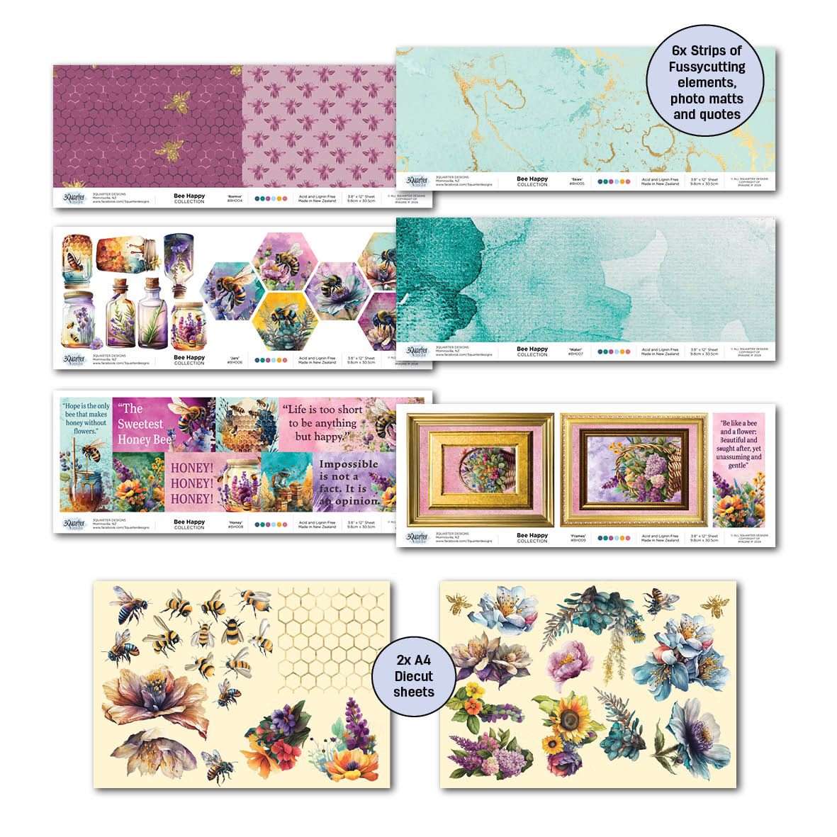 3Quarter Designs Bee Happy 12x12 Scrapbook Collection