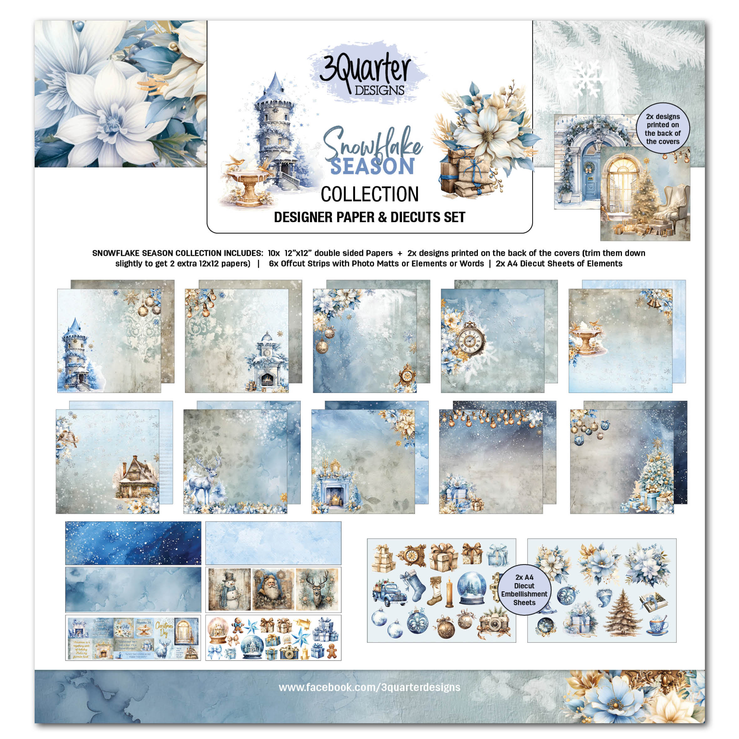 3Quarter Designs Snowflake Season 12x12 Design Paper & Diecuts Set