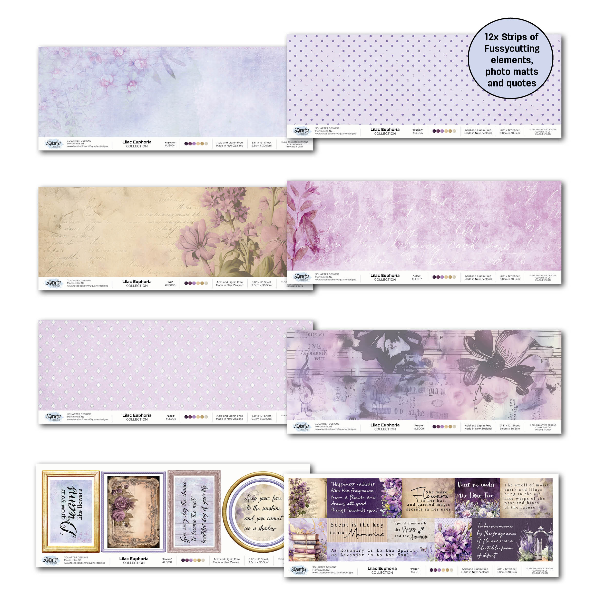 3Quarter Designs Lilac Euphoria 12x12 Design Paper & Diecuts Set