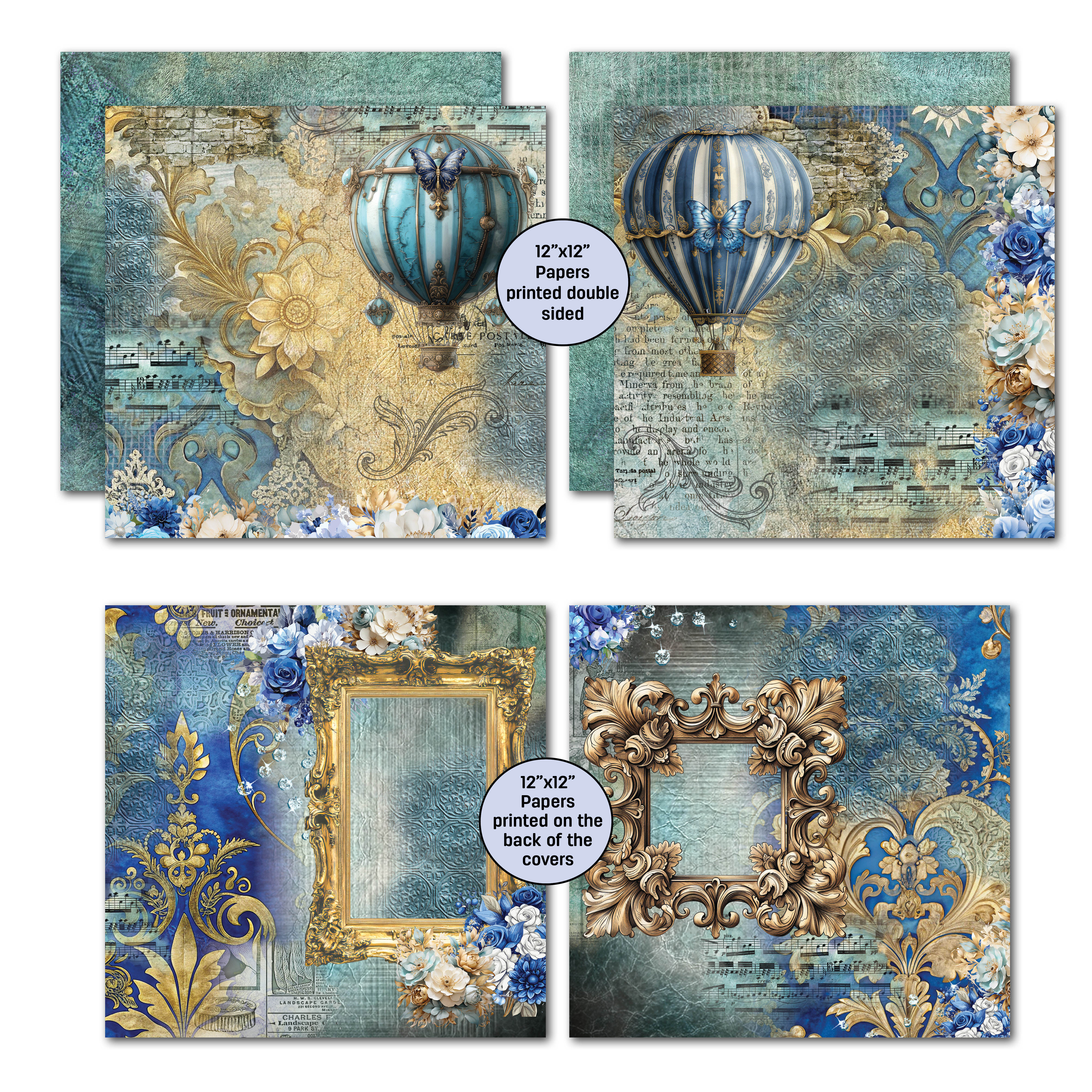 3Quarter Designs Grunged Baroque 12x12 Design Paper & Diecuts Set