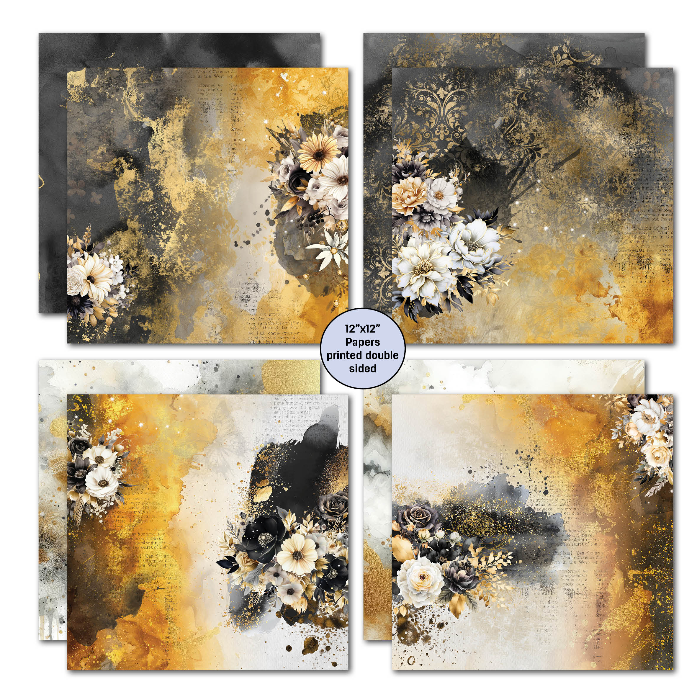 3Quarter Designs Golden Ebony 12x12 Design Paper & Diecuts Set