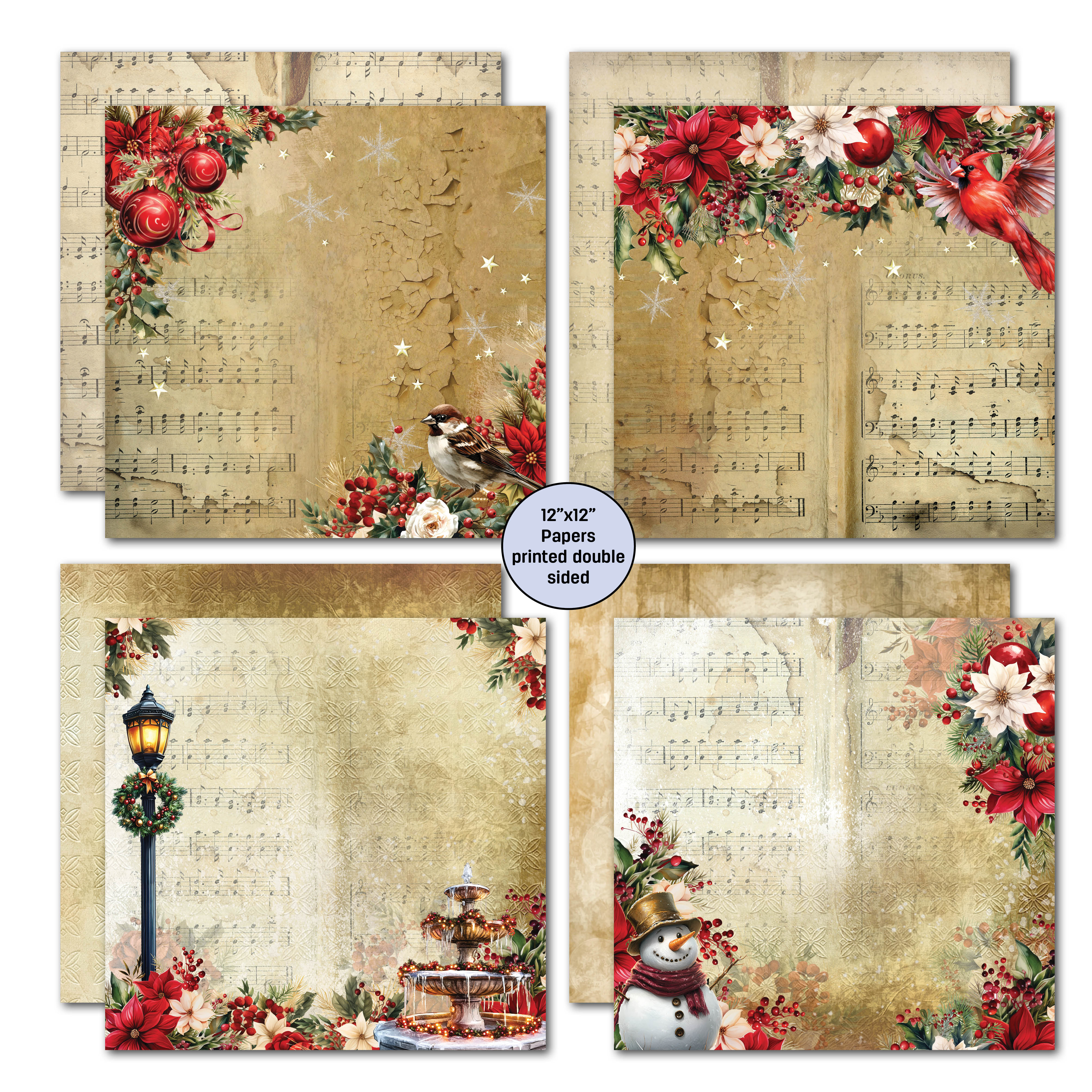 3Quarter Designs Holly Jolly 12x12 Design Paper & Diecuts Set