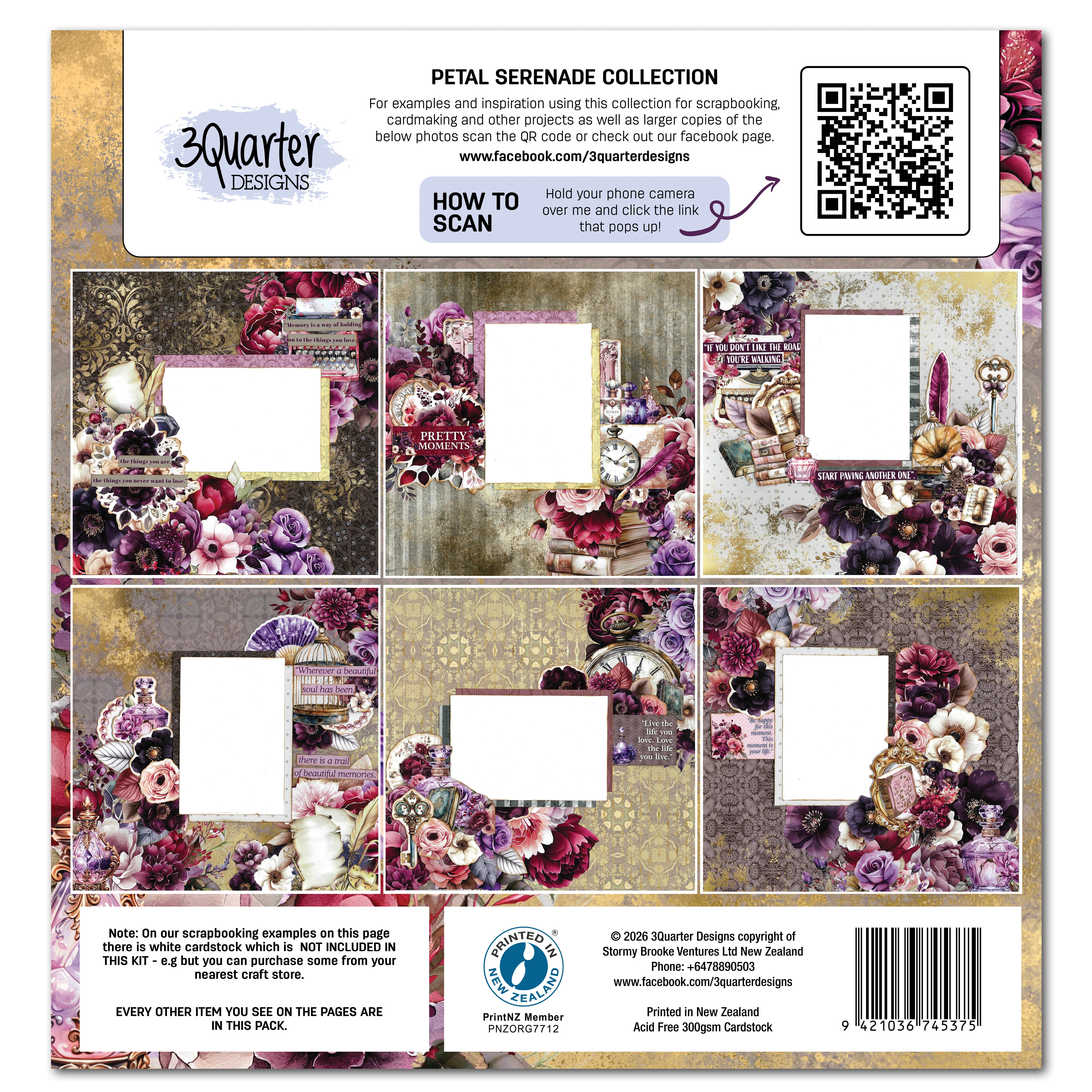 3Quarter Designs Petal Serenade 12x12 Design Paper & Diecuts Set