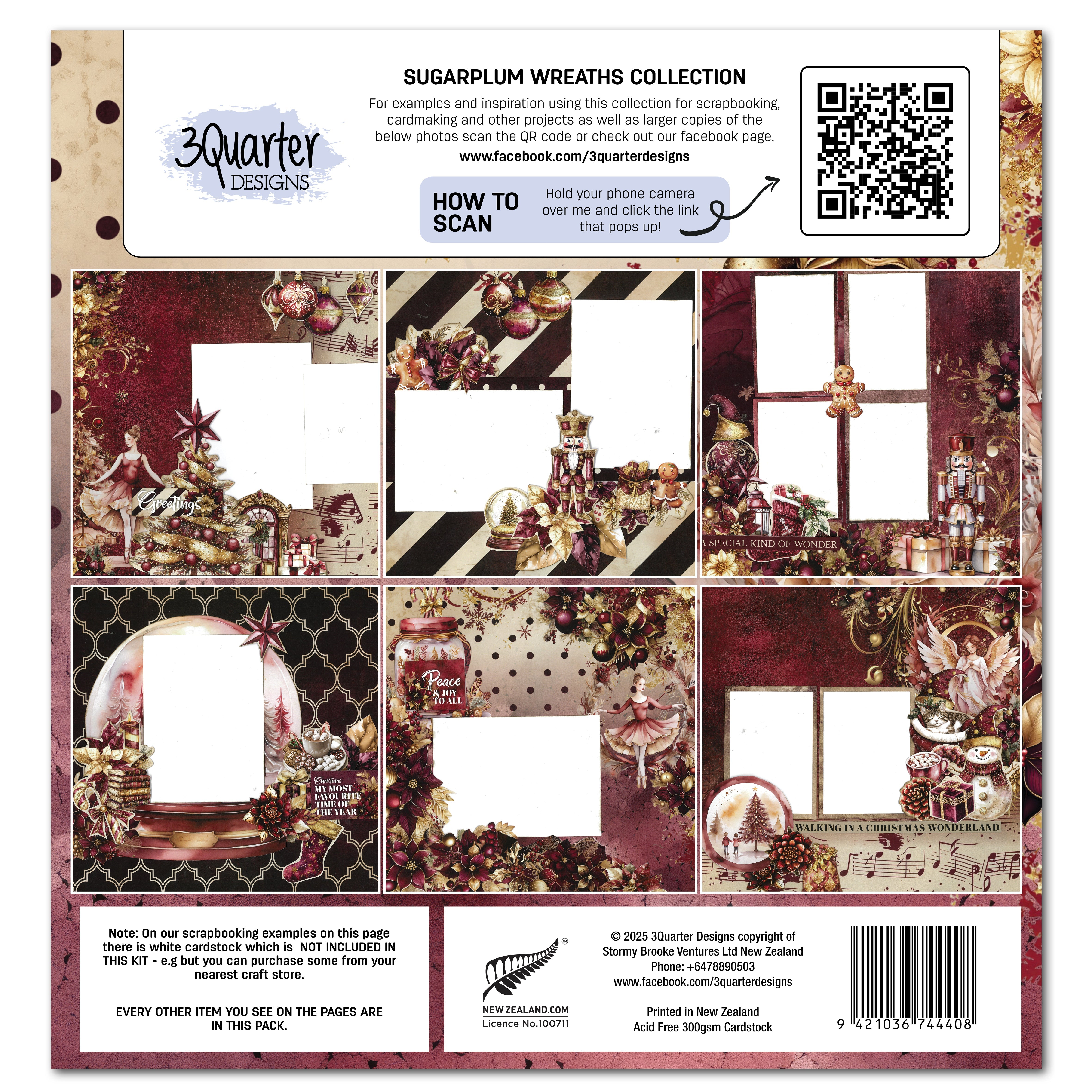 3Quarter Designs Sugarplum Wreath 12x12 Design Paper & Diecuts Set