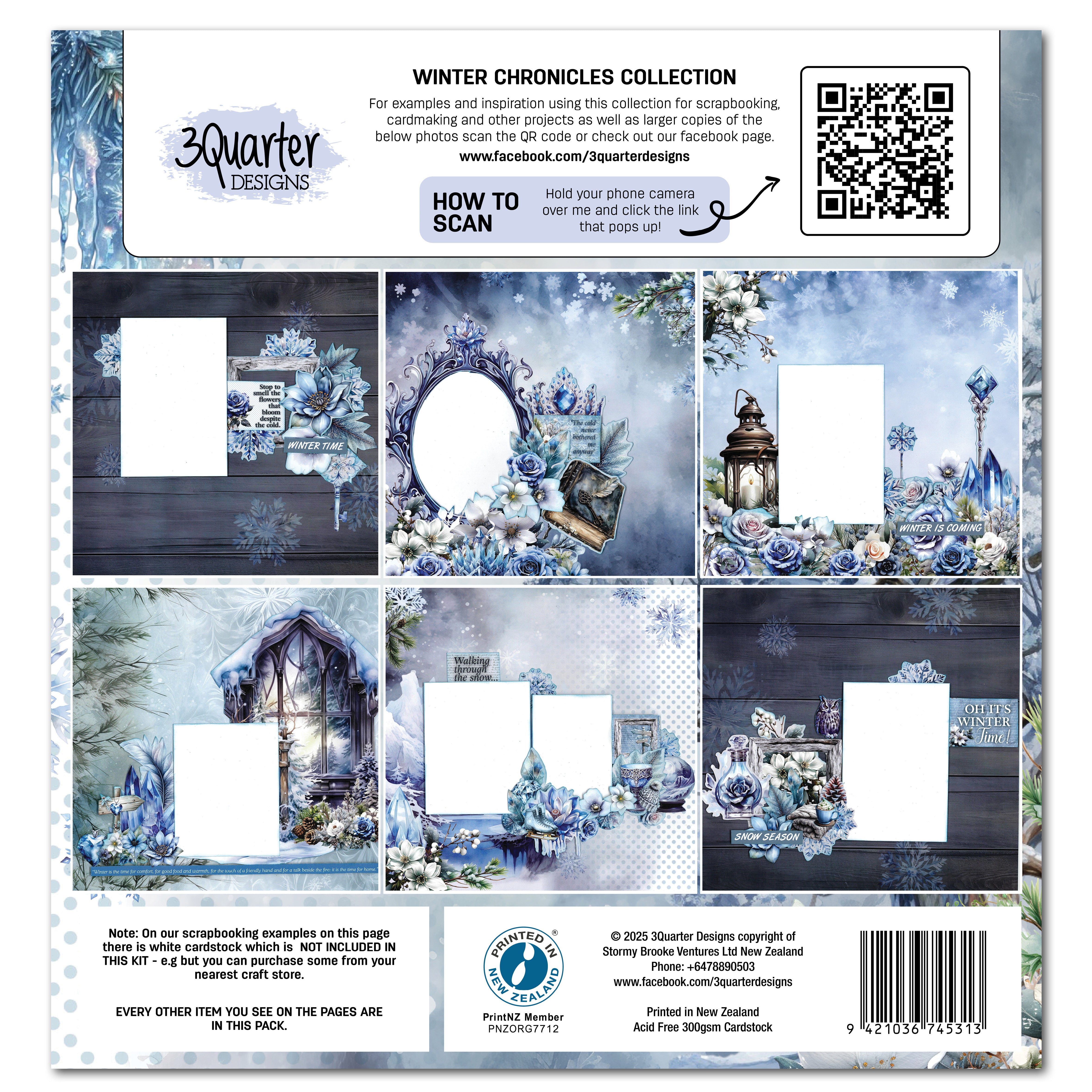 3Quarter Designs Winter Chronicles 12x12 Design Paper & Diecuts Set