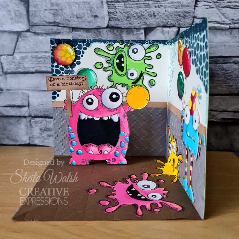 Woodware Clear Singles Birthday Monster 4 in x 6 in Stamp Set