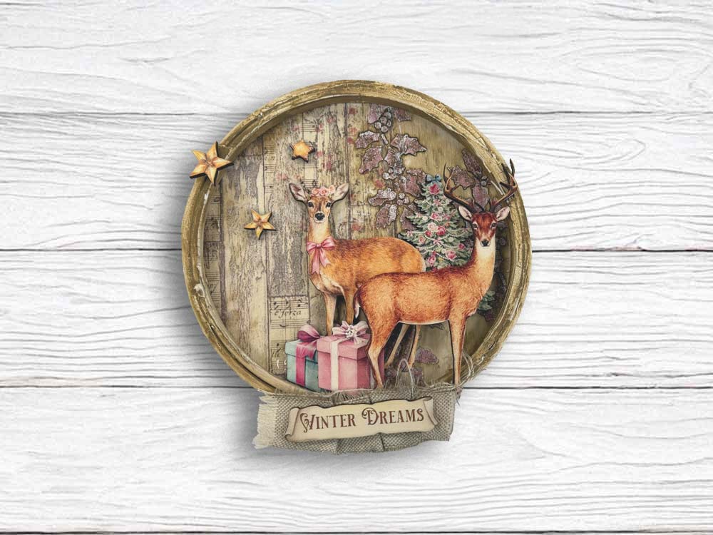 Printed Decorative Wooden Shape For Art And Craft A5 - Winter Magic