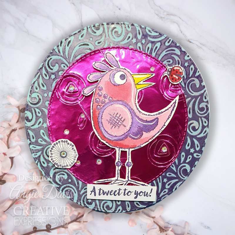 Woodware Clear Singles Bubble Birds Lola 4 in x 6 in Stamp Set