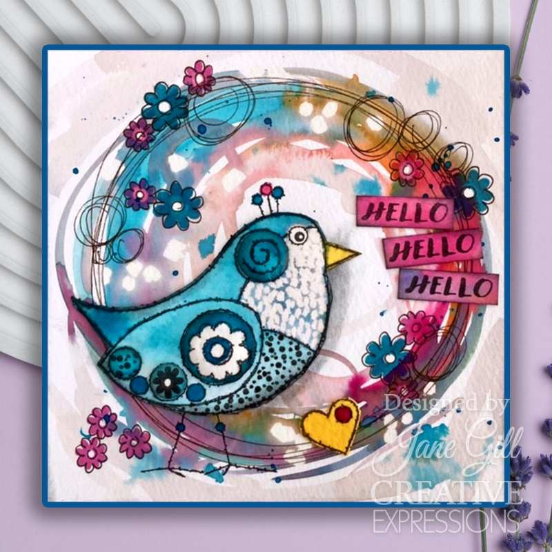 Woodware Clear Singles Bubble Birds Diego 4 in x 6 in Stamp Set