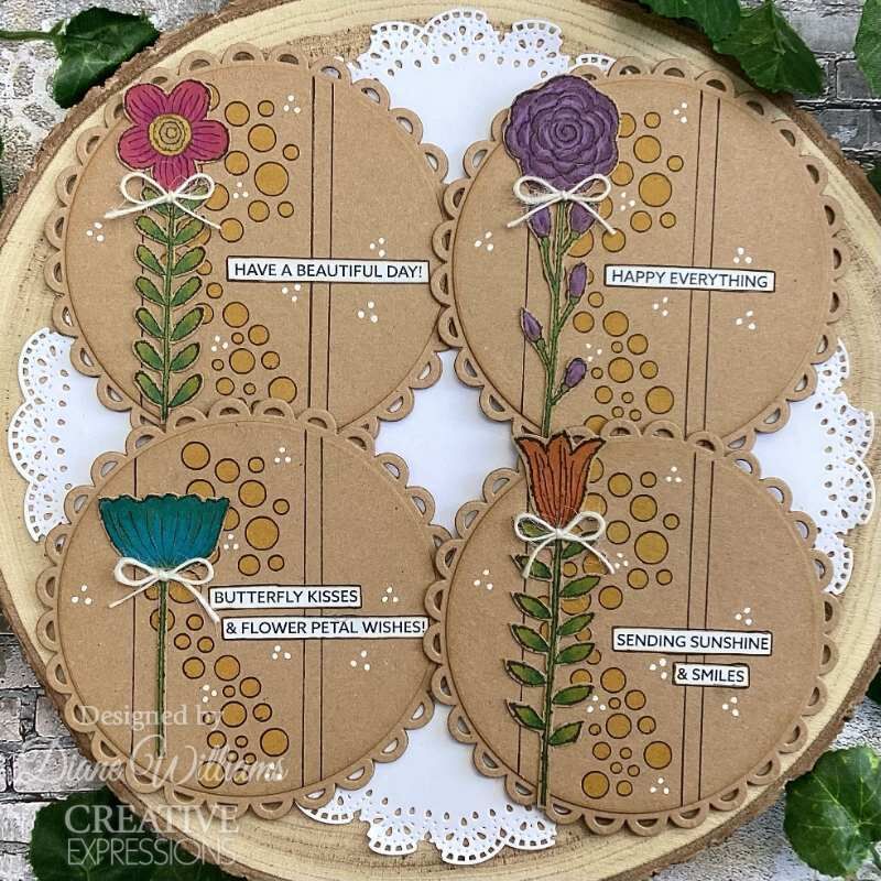 Woodware Clear Singles Blooms For Birds Flower Stems 4 in x 6 in Stamp Set