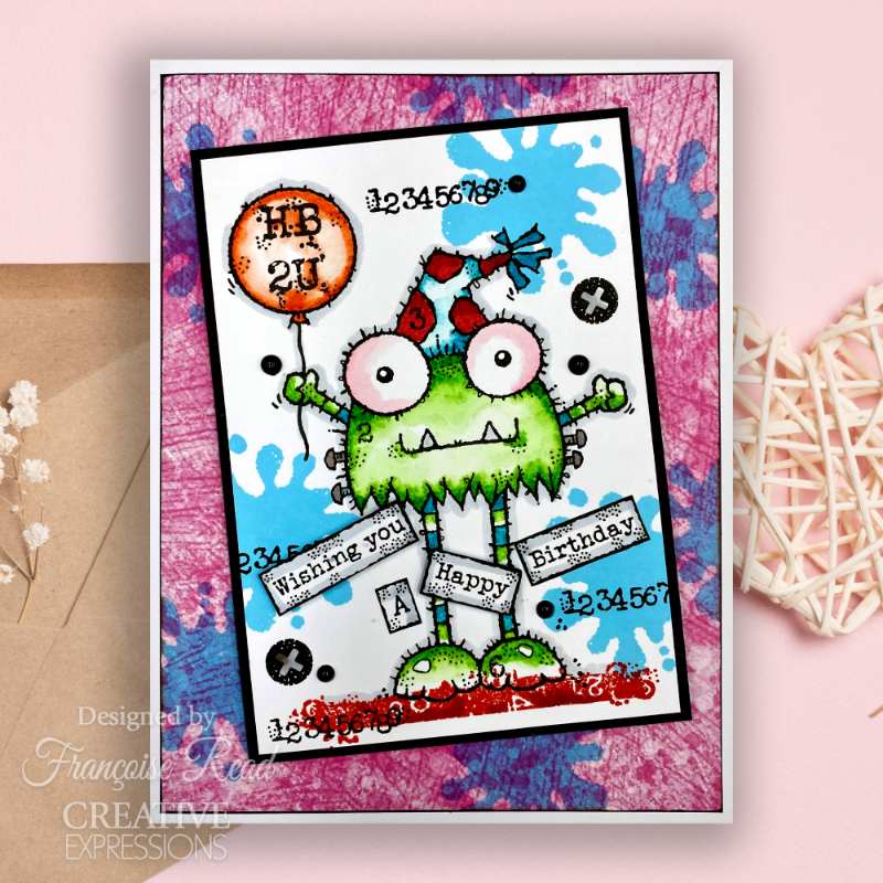 Woodware Clear Singles Birthday Monster 4 in x 6 in Stamp Set