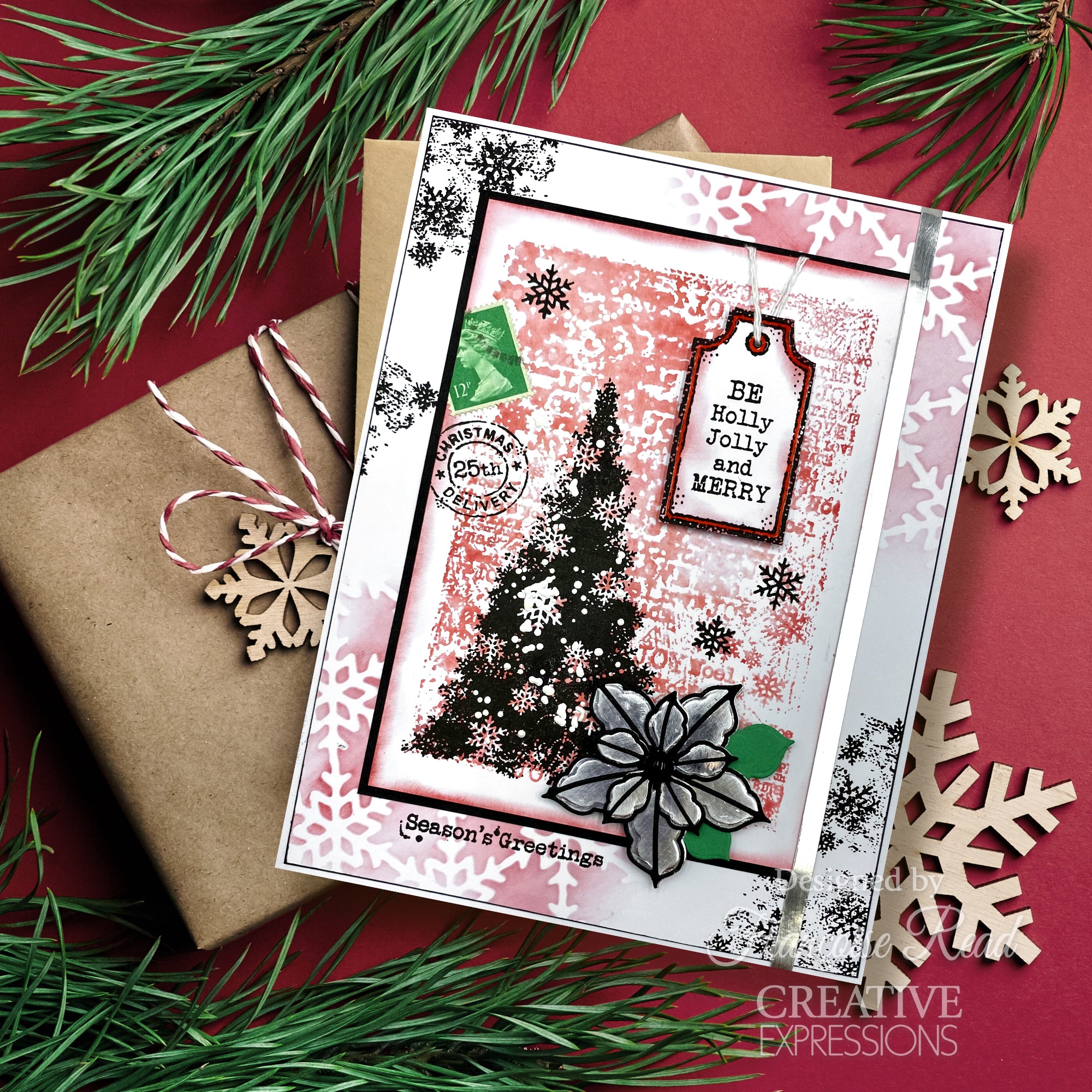 Woodware Clear Singles Christmas Old Labels 4 in x 6 in Stamp Set