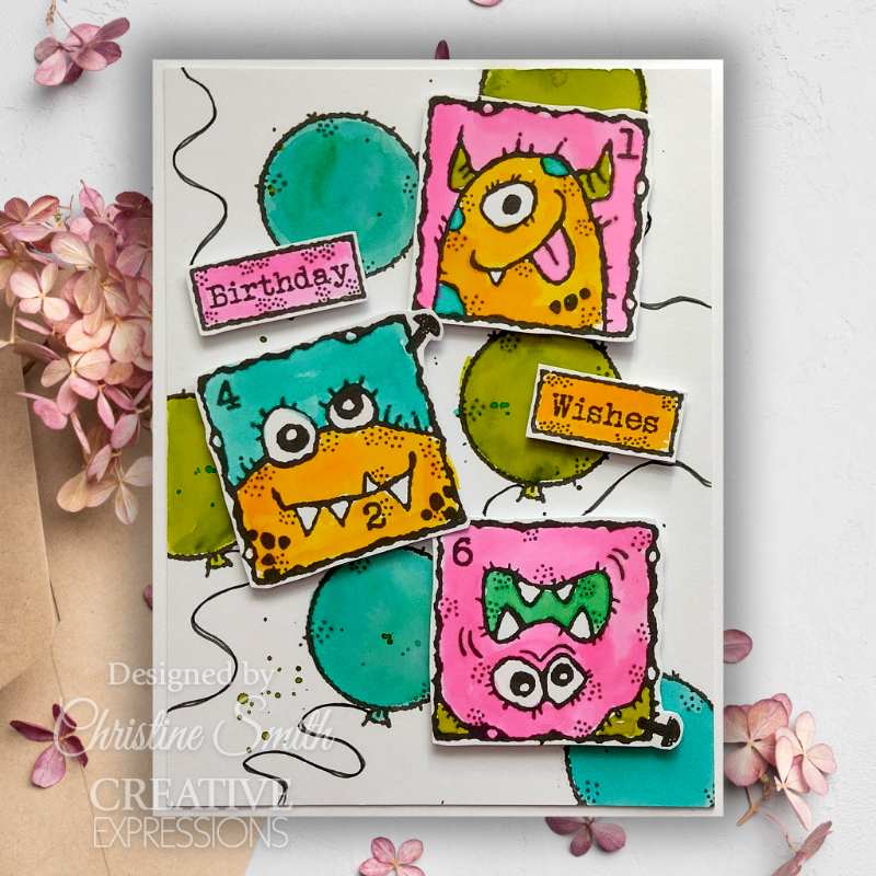 Woodware Clear Singles Birthday Monster 4 in x 6 in Stamp Set