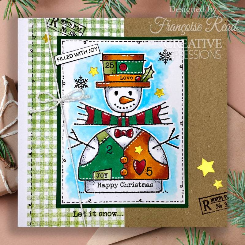 Woodware Clear Singles Wooden Snowman 4 in x 6 in Stamp Set