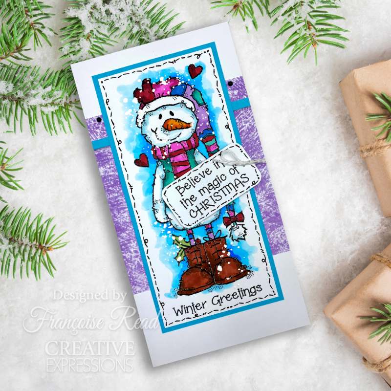 Woodware Clear Singles Magical Christmas Greetings 8 in x 2.6 in Stamp Set