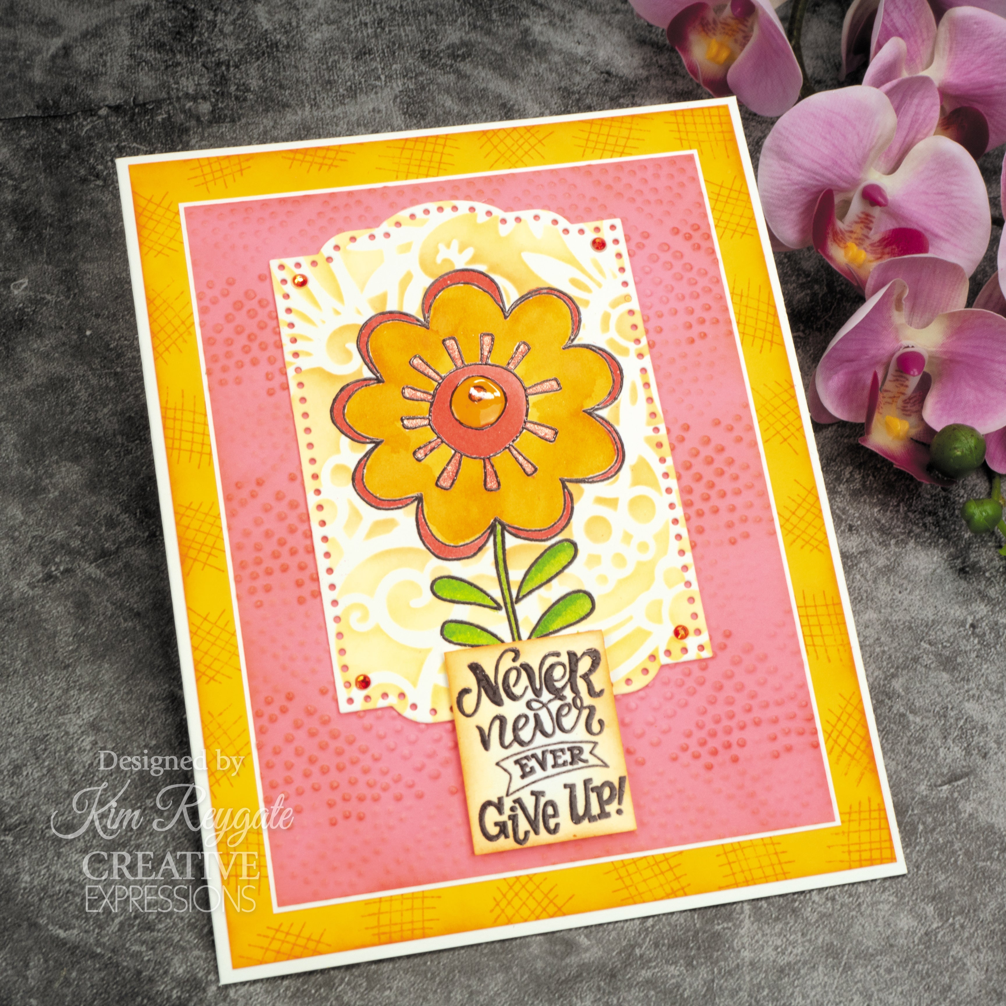 Woodware Clear Singles Petal Doodles Never Give Up 4 in x 6 in Stamp Set