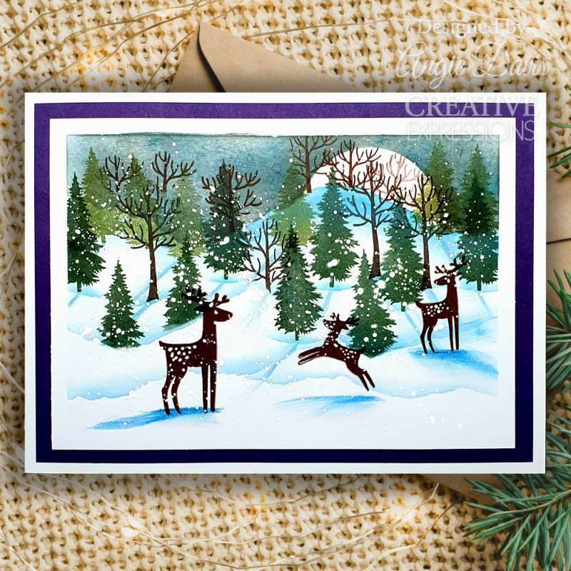 Woodware Clear Singles Paintable Baubles Reindeer Fillers 4 in x 6 in Stamp Set