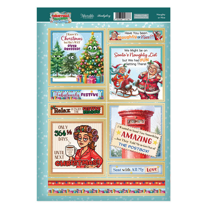 Christmas Crackers Topper Sheet - Naughty or Nice