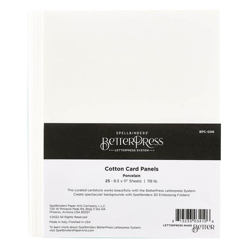 Porcelain BetterPress Cotton 8-1/2 x 11" Sheets - 25 Pack