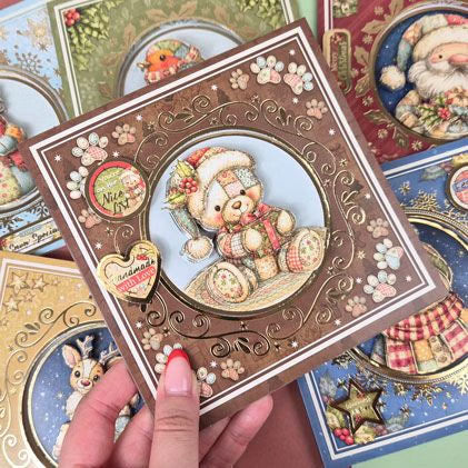 Delightful Patchwork Pals at Christmas Decoupage Card Kit