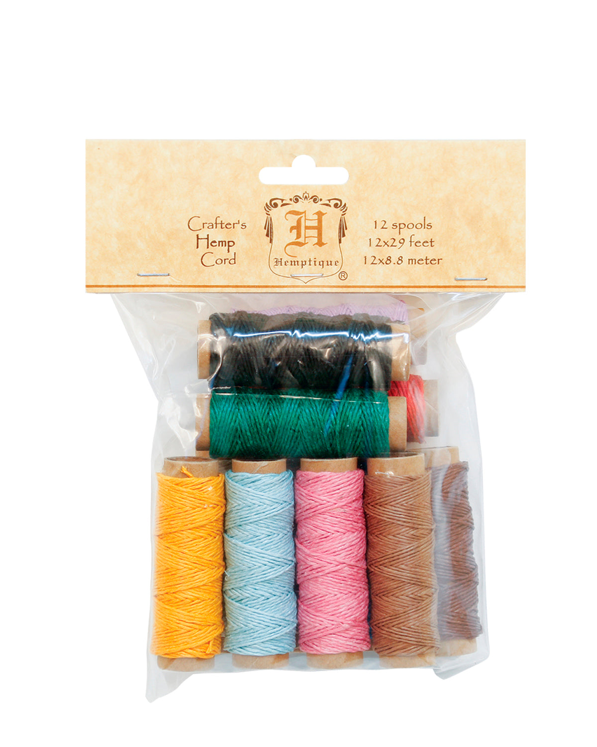 Hemptique #10 Hemp Cord 12 Mini Spool Set - Multiple Colors