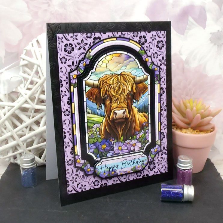 Stained Glass Wonderful Wildlife Luxury Foiled Edge-to-Edge Cardstock