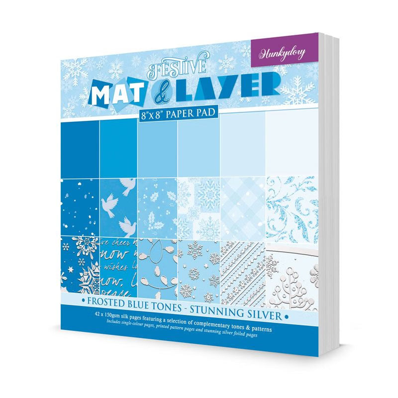 Festive Mat & Layer Pads - Frosted Blue Tones - Stunning Silver