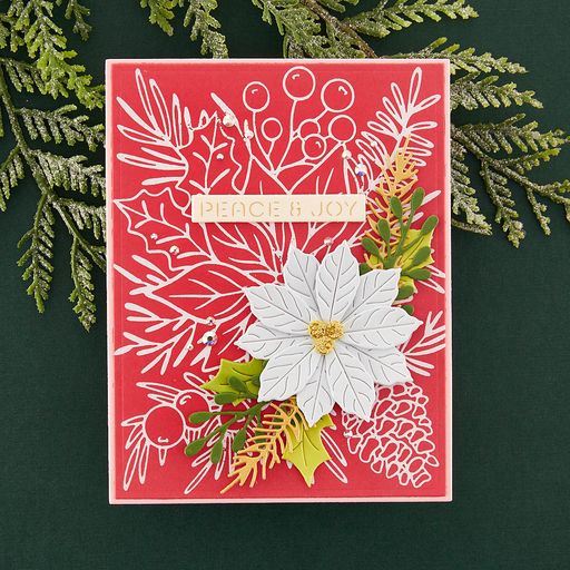 Christmas Bird Poinsettia Etched Dies from the Classic Christmas Collection