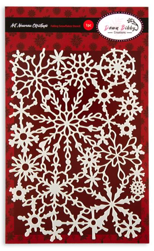 Art Nouveau. Falling Snowflakes Stencil