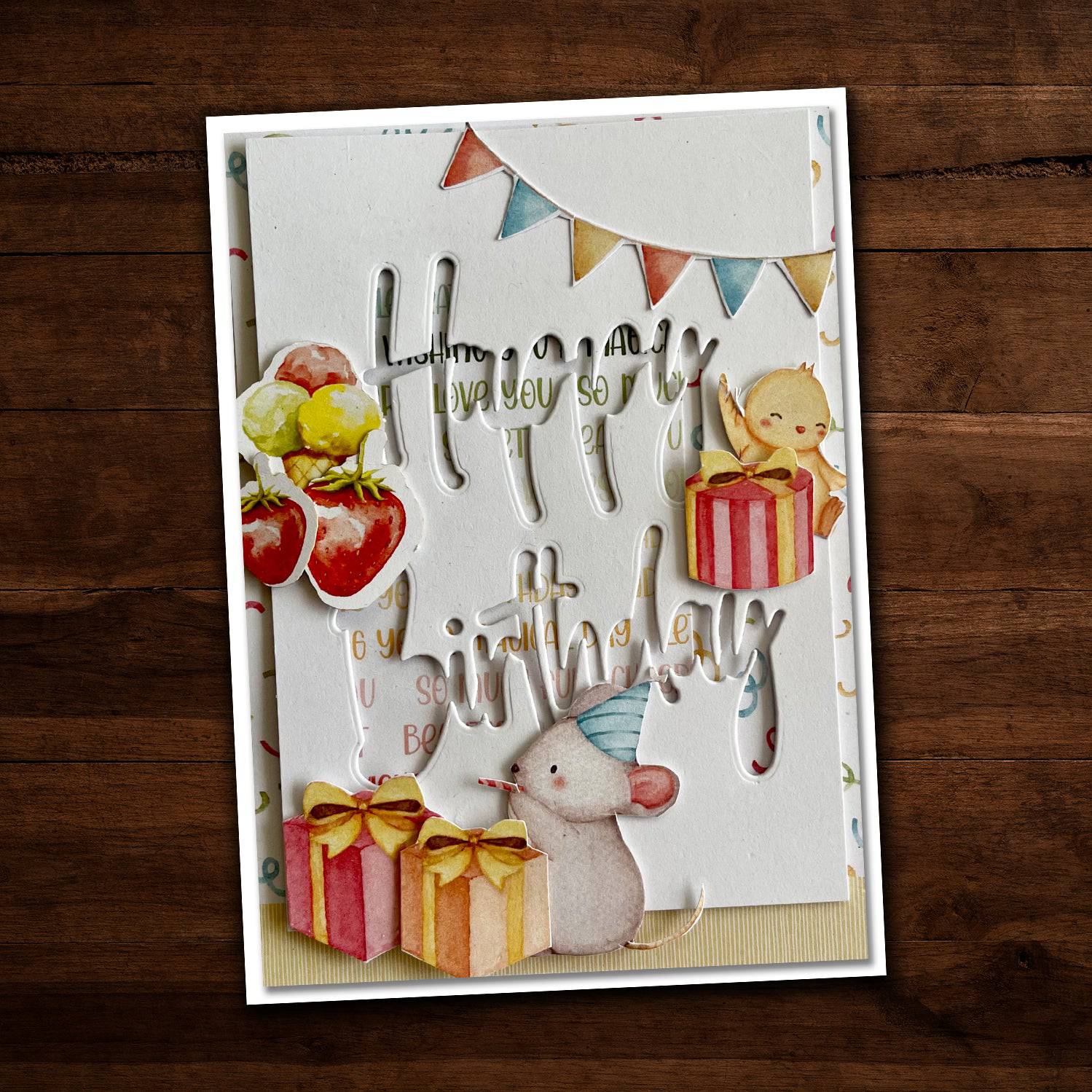 Tall Script Words Happy Birthday Metal Cutting Die 26101